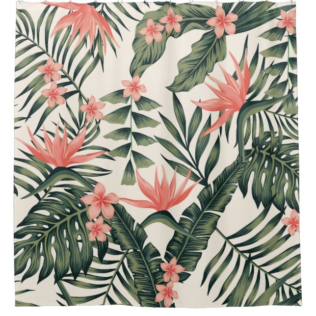 Beach cheerful seamless pattern wallpaper of tropi shower curtain (Front)