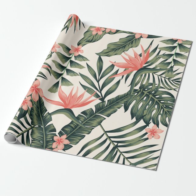 Beach cheerful seamless pattern wallpaper of tropi wrapping paper (Unrolled)