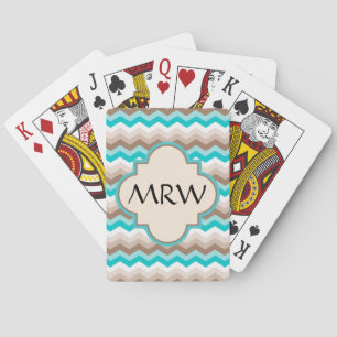 Beach Chevron Zigzag Monogram Playing Cards