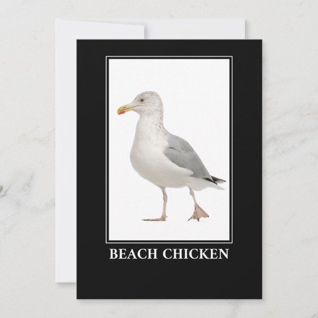 Beach Chicken – Seagull Gull Humour Invitation (Front)