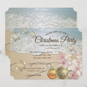 Beach,Christmas Balls,Plumeria Corporate Party Invitation
