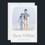 Beach Christmas Card | Tropical Coastal Photo Card<br><div class="desc">Coastal Christmas card for family beach pictures! Our silver print modern minimal watercolor family photo Christmas card design is perfect for family holiday cards. Just upload your family photos and watch them magically turn into a watercolor portrait! You can personalise the greetings and the names easily and order on your...</div>
