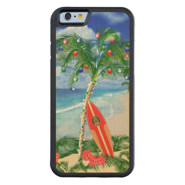 Beach Christmas Carved Wood iPhone Case (Back)