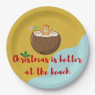 Beach Christmas Cookie Paper Plate