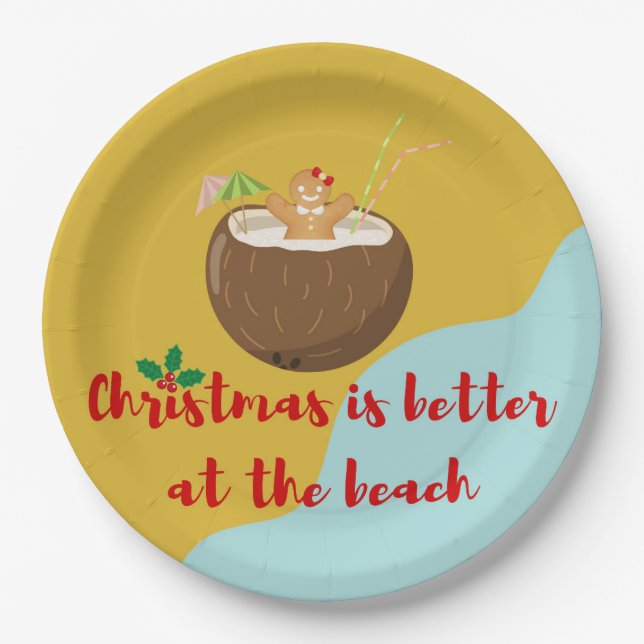  Beach Christmas Cookie Paper Plate (Front)