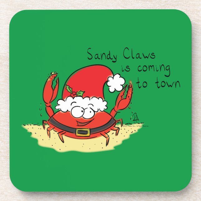 Beach Christmas Crab Coaster (Front)