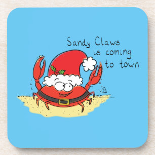 Beach Christmas Crab Coaster