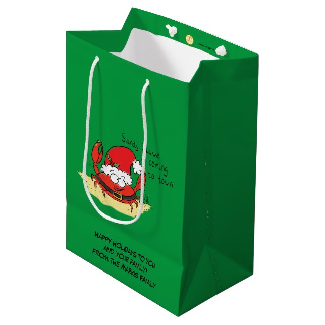 Beach Christmas Crab Medium Gift Bag (Front Angled)