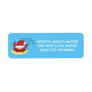 Beach Christmas Crab Return Address Label