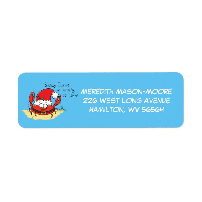 Beach Christmas Crab Return Address Label (Front)