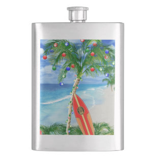 Beach Christmas Hip Flask