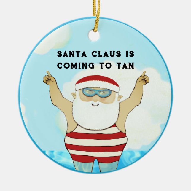 Beach Christmas Holiday Ceramic Ornament (Front)