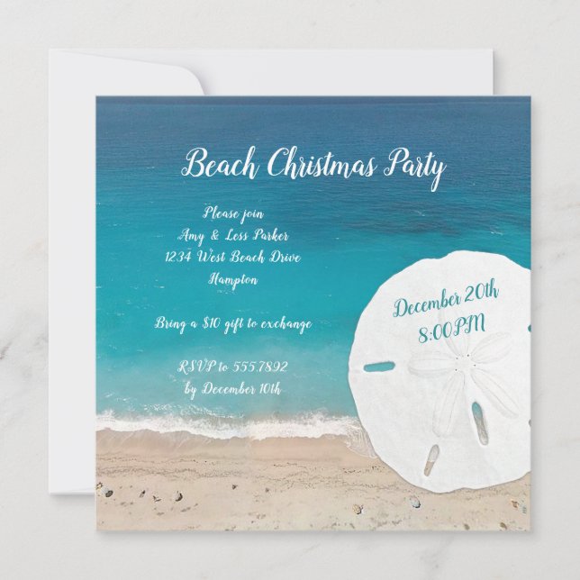 Beach Christmas New Years Party Invitation (Front)