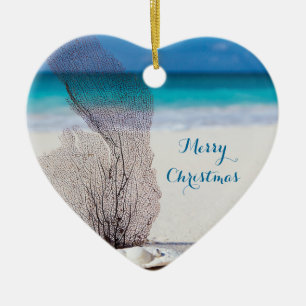 Beach Christmas Ornaments Heart Coral