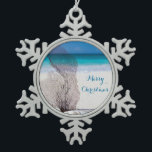 Beach Christmas Ornaments Pewter Coral<br><div class="desc">Beach Christmas ornaments - pewter Christmas ornaments in a shape of snowflake with coral and customisable text Merry Christmas</div>