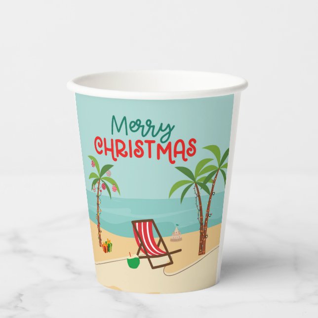 Beach Christmas Paper Cups (Front)