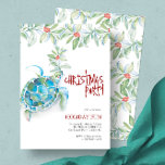 Beach Christmas Party Invitations<br><div class="desc">Bring some sunshine to the season with these holiday party invitation templates, perfect for a Christmas in July or xmas in July celebration! This unique design features a whimsical watercolor sea turtle surrounded by festive holiday greenery, blending tropical charm with beachy holiday spirit. The hand-lettered "Christmas Party" text sets the...</div>