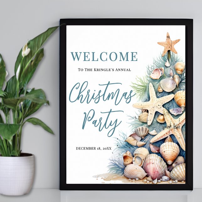 Beach Christmas Party Welcome Poster (Beach Christmas Party Welcome Poster)