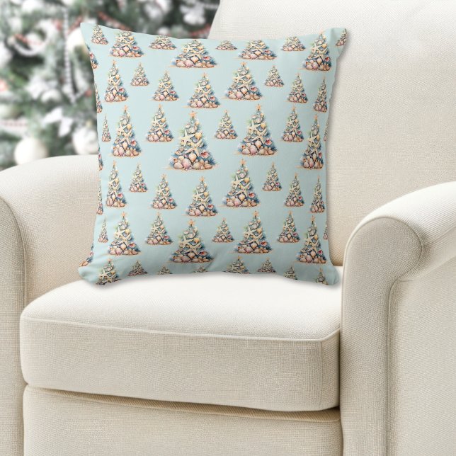 Beach Christmas Pattern Cushion (Beach Christmas Pattern Throw Pillow)
