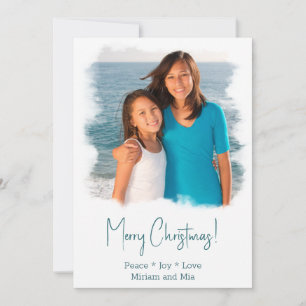 Beach Christmas Photo Card Watercolor Painting