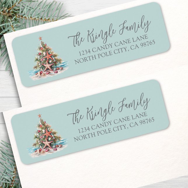 Beach Christmas Return Address Label (Beach Christmas Return Address label)