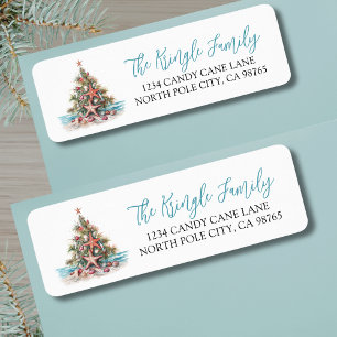 Beach Christmas Return Address Label