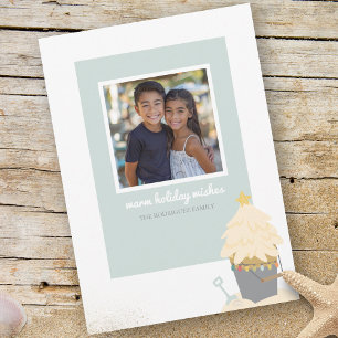 Beach Christmas Sand Pail Holiday Card