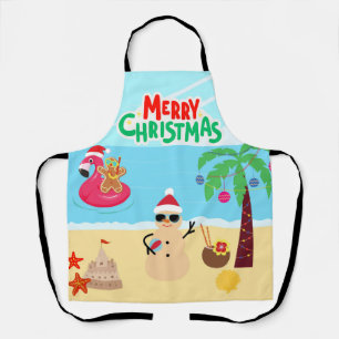 Beach Christmas Scene Apron