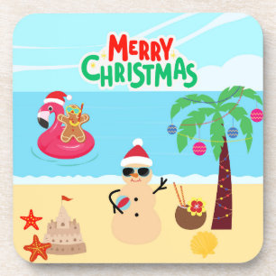 Beach Christmas Scene Coaster