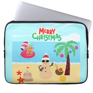 Beach Christmas Scene Laptop Sleeve