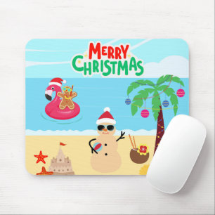 Beach Christmas Scene Mouse Pad