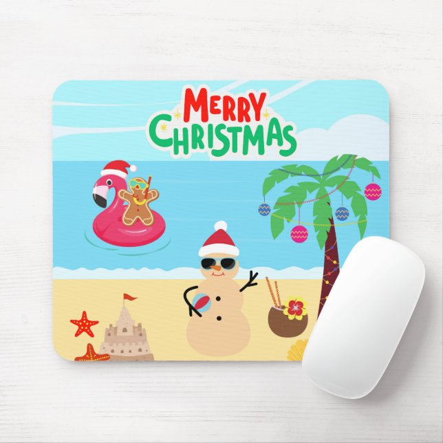 Beach Christmas Scene Mouse Pad (With Mouse)