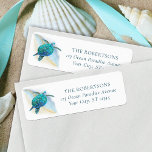 Beach Christmas Sea Turtle Glitter Return Address Return Address Label<br><div class="desc">This coastal Christmas return address label features a watercolor turquoise blue sea turtle,  on an abstract beach background with a faux gold glitter sparkly wave. Check out the collection for more matching products,  or contact me through Zazzle Chat if you need something special.</div>