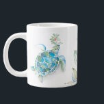 Beach Christmas Sea Turtle Seas & Greetings Large Coffee Mug<br><div class="desc">These beach Christmas coffee mugs features a watercolor sea turtle with sprigs of holiday greenery and red berries. The words "Seas & Greetings" are set in trendy red script typography. A charming choice for your holiday decor or to give as a BFF gift for the turtle lover in your life....</div>