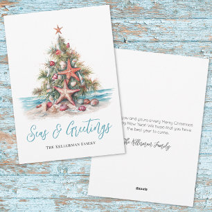 Beach Christmas Seasons Greetings Holiday Card