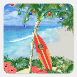 Beach Christmas Square Sticker