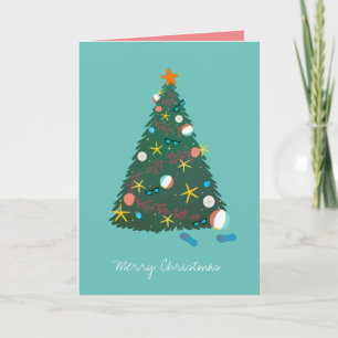 Beach Christmas Tree Holiday Vacation  Card