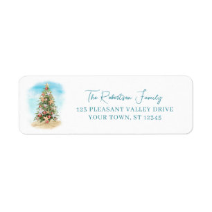 Beach Christmas Tree Return Address Label