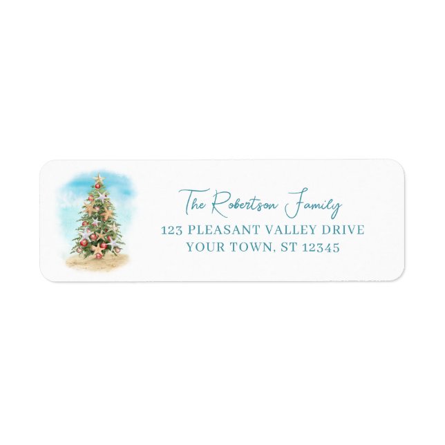 Beach Christmas Tree Return Address Label (Front)