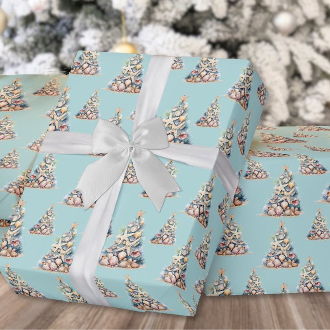 Beach Christmas Wrapping Paper (Tropical Beach Christmas Wrapping Paper)