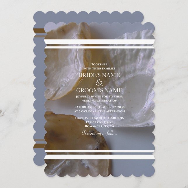 Beach Clams Wedding Invitations (Front/Back)