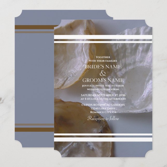 Beach Clams Wedding Invitations (Front/Back)