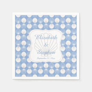 Beach Clamshells Seashells Names Wedding Napkin