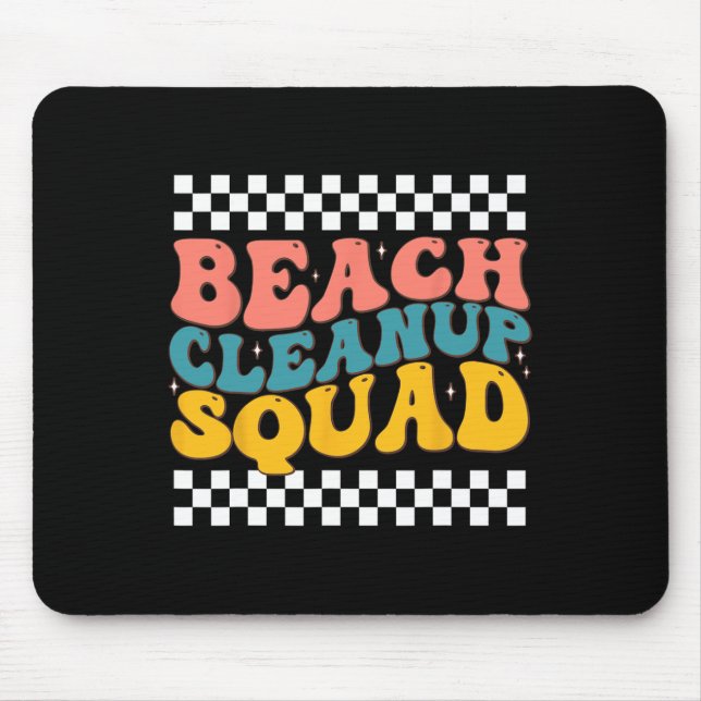 Beach Cleanup Squad Groovy Retro Design For Earth  Mouse Pad (Front)