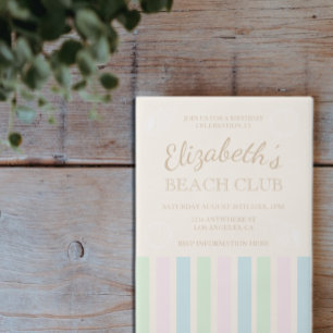 Beach Club Birthday Vellum Invitations