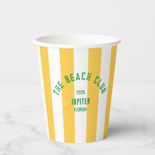 Beach Club Crest - Jupiter Florida - Custom Design Paper Cups