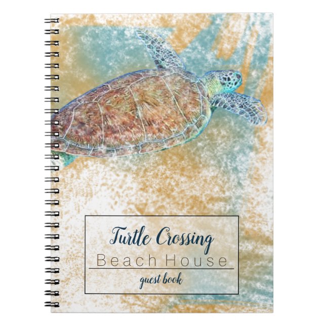 Beach Coastal Art with Sea Turtle Notebook (Front)