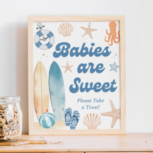Beach Coastal Baby Shower Babies are Sweet Favour Poster