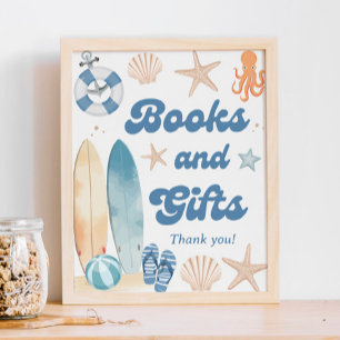 Beach Coastal Baby Shower Books and Gifts Poster