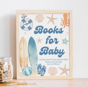 Beach Coastal Baby Shower Books for Baby Poster